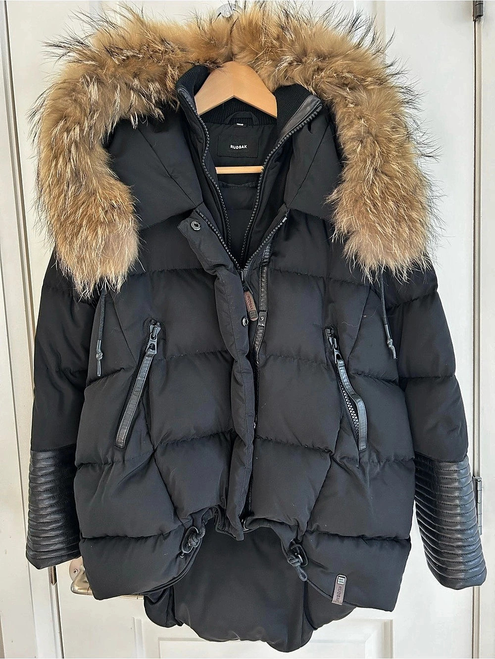 Rudsak Shauna Down Coat Black Fur-Trim Puffer Jacket Like New